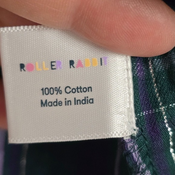 Roller Rabbit Top Large Womens Blue Purple Henley‎ Inverness Plaid Glenda - Picture 7 of 13